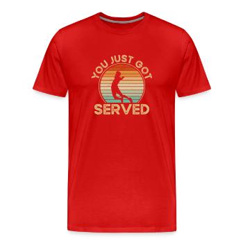 They have just been served - Men's Premium Organic T-Shirt - red - Front - Damien (186cm)
