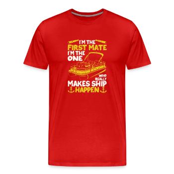 Ich bin der erste Offizier Lustig Bootfahren See - Männer Premium Bio T-Shirt - Rot - Vorne - Damien (186cm)
