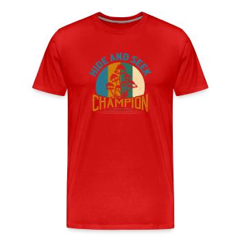 Mycologue champignon champion de cache-cache - T-shirt bio Premium Homme - rouge - Devant - Damien (186cm)