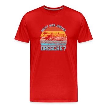 Mähdrescher Hühnerbauer Landmaschinen Landwirt - Männer Premium Bio T-Shirt - Rot - Vorne - Damien (186cm)