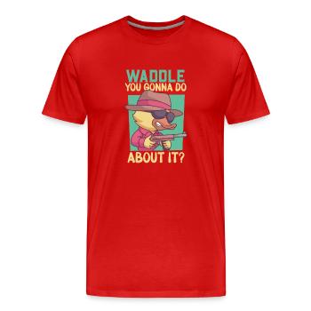 Gangster Rubber Ducks Mobster Mallards Ducky Dons - Men's Premium Organic T-Shirt - red - Front - Damien (186cm)