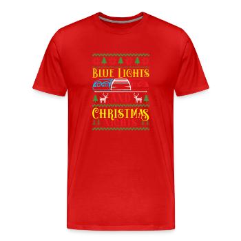 Lumières bleues et nuits de Noël Police Weihnac - T-shirt bio Premium Homme - rouge - Devant - Damien (186cm)