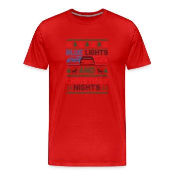 Blaue Lichter und Weihnachtsnächte Polizei Weihnac - Männer Premium Bio T-Shirt - Rot - Vorne - Damien (186cm)
