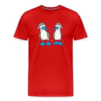 Blaufusstölpel Weihnachten - Männer Premium Bio T-Shirt - Rot - Vorne - Damien (186cm)