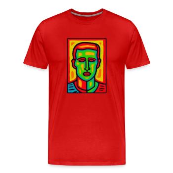 Is this Pop Art? Bold Colors, Masculine Portrait - Men's Premium Organic T-Shirt - red - Front - Damien (186cm)