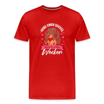 Gassi Dackel Sprüche - Männer Premium Bio T-Shirt - Rot - Vorne - Damien (186cm)