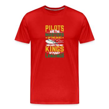 Pilote Aviation Avion Compagnie aérienne Futurs pilotes - T-shirt bio Premium Homme - rouge - Devant - Damien (186cm)