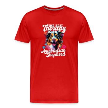 Australian Shepherd Pop Art & Dog Lover & Splash - Männer Premium Bio T-Shirt - Rot - Vorne - Damien (186cm)