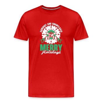 No tooth decay under the mistletoe Dental W - Men's Premium Organic T-Shirt - red - Front - Damien (186cm)