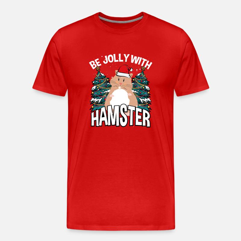 Sei Fröhlich Mit Hamstern - Männer Premium Bio T-Shirt - Rot