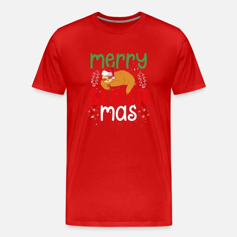Fröhliche Slothmas - Männer Premium Bio T-Shirt - Rot