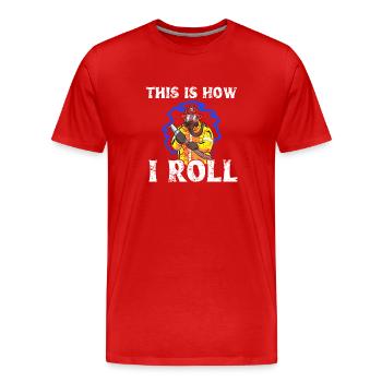 So läuft das bei mir - Männer Premium Bio T-Shirt - Rot - Vorne - Damien (186cm)