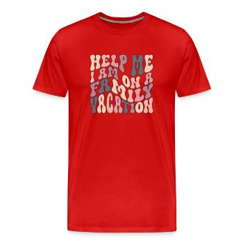 Au secours, je suis en vacances en famille - T-shirt bio Premium Homme - rouge - Devant - Damien (186cm)