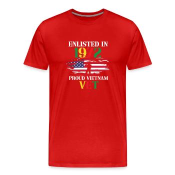Vétéran de l’armée américaine au Vietnam - T-shirt bio Premium Homme - rouge - Devant - Damien (186cm)