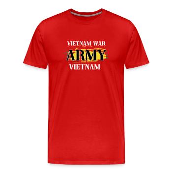 Vétéran de l’armée américaine au Vietnam - T-shirt bio Premium Homme - rouge - Devant - Damien (186cm)