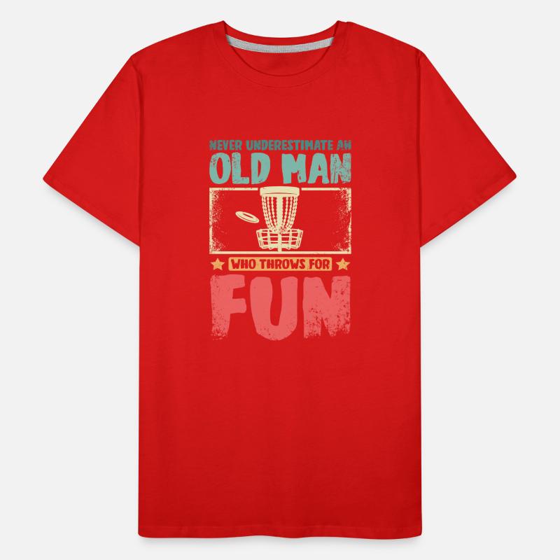 Never underestimate an old man throws disc golf Männer Premium Bio T-Shirt