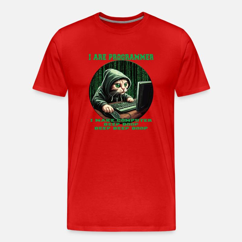 Ich bin Programmierer - Männer Premium Bio T-Shirt - Rot