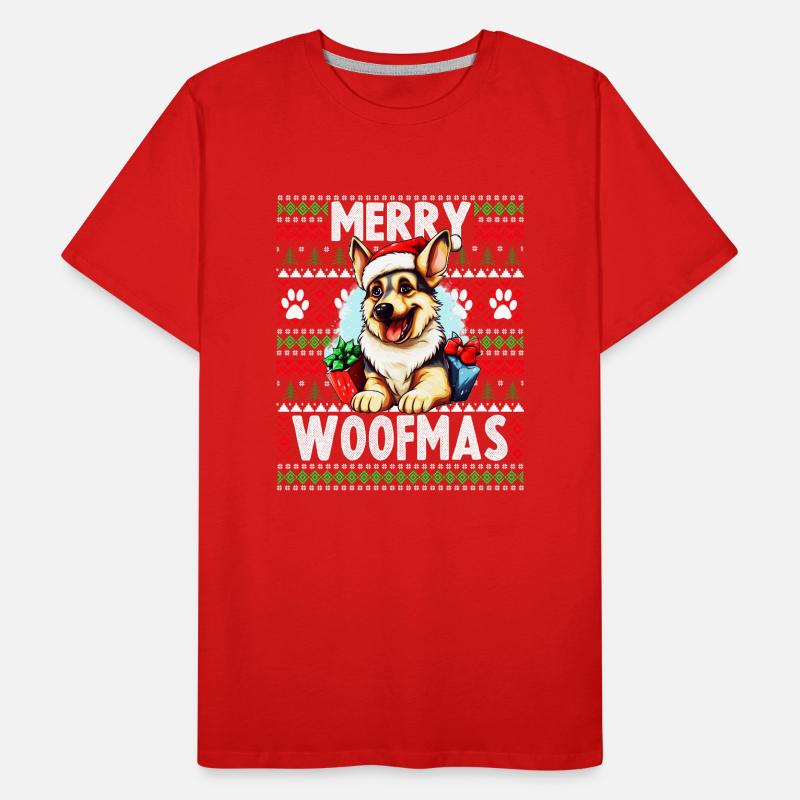 Niedlicher Deutscher Schäferhund Weihnachtskostüm - Merry Männer Premium Bio T-Shirt