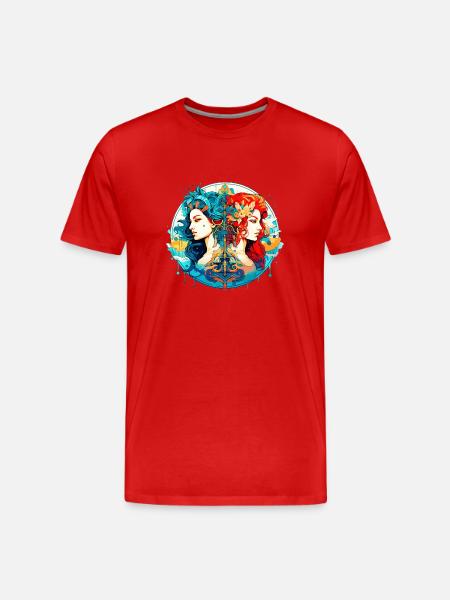 Vær stolt af dine unikke træk Gemini Zodiac - Herre Premium T-shirt økologisk - rød