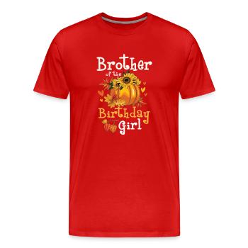 Frère de la fille d’anniversaire - T-shirt bio Premium Homme - rouge - Devant - Damien (186cm)