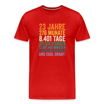 23 Jahre Dreiundzwanzigster Geburtstag - Männer Premium Bio T-Shirt - Rot - Vorne - Damien (186cm)