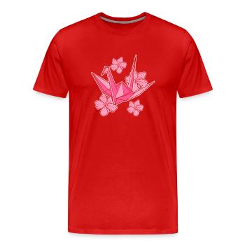 Sakura Origami Handwerker - Männer Premium Bio T-Shirt - Rot - Vorne - Damien (186cm)