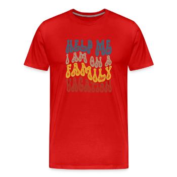 Au secours, je suis en vacances en famille - T-shirt bio Premium Homme - rouge - Devant - Damien (186cm)