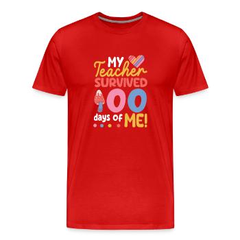 My teacher survived 100 days of me funny - Men's Premium Organic T-Shirt - red - Front - Damien (186cm)