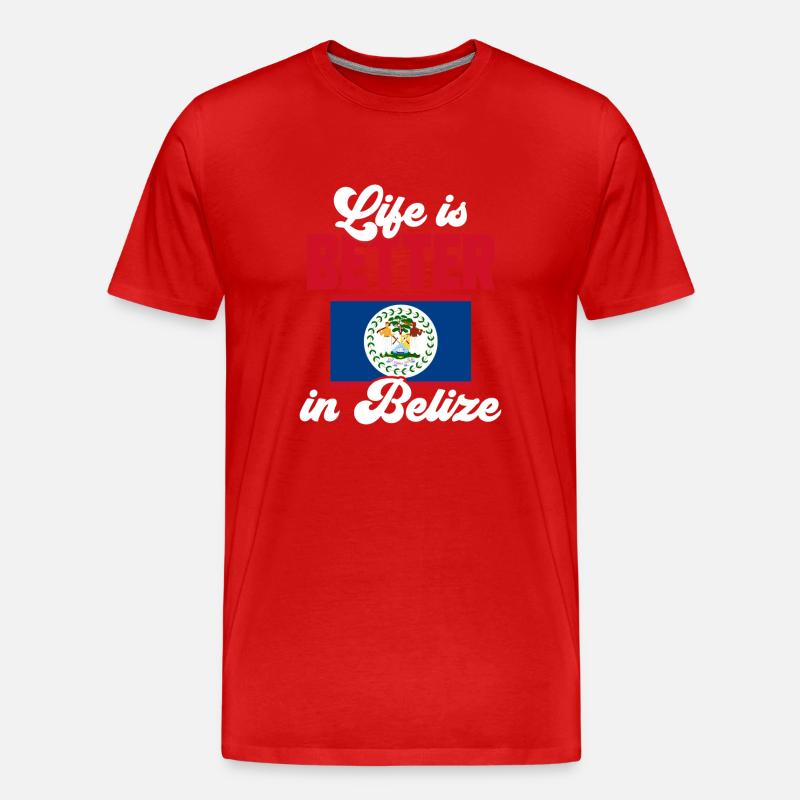 Belize Flagge Belizer - Männer Premium Bio T-Shirt - Rot