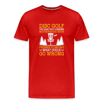 Disc Golf Player Disc Golfer Frisbee Player Par Pu - Männer Premium Bio T-Shirt - Rot - Vorne - Damien (186cm)