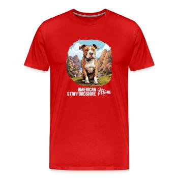 Chien American Staffordshire - T-shirt bio Premium Homme - rouge - Devant - Damien (186cm)