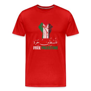 Libérez Palestine Fist - T-shirt bio Premium Homme - rouge - Devant - Damien (186cm)