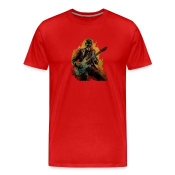 Guitaristes Guitares électriques Guitare acoustique Vintage - T-shirt bio Premium Homme - rouge - Devant - Damien (186cm)