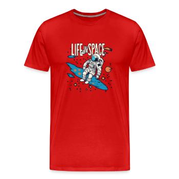 LA VIE DANS L’ESPACE - T-shirt bio Premium Homme - rouge - Devant - Damien (186cm)