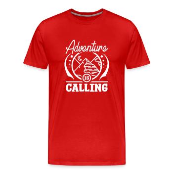 L’aventure de voyage vous appelle - T-shirt bio Premium Homme - rouge - Devant - Damien (186cm)