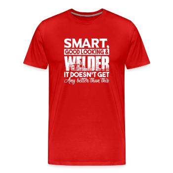 Welder Smart Good Looking Welder - Men's Premium Organic T-Shirt - red - Front - Damien (186cm)