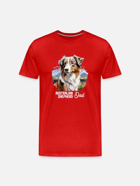 Dog Australian Shepherd - Men's Premium Organic T-Shirt - red