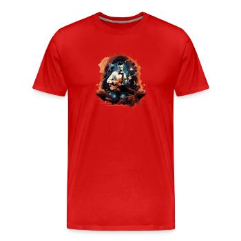 Gitarren E-Gitarren-Saiten E-Gitarre Musiker - Männer Premium Bio T-Shirt - Rot - Vorne - Damien (186cm)