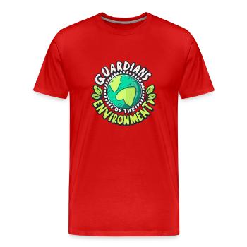 GARDIENS DE L’ENVIRONNEMENT - T-shirt bio Premium Homme - rouge - Devant - Damien (186cm)