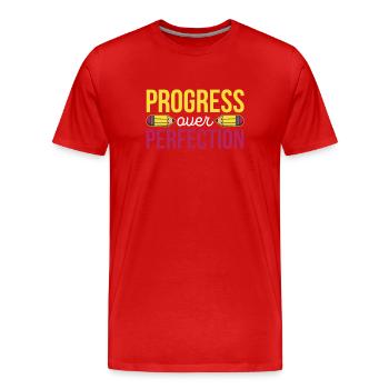 Le progrès au lieu de la perfection Motiver l’enseignant - T-shirt bio Premium Homme - rouge - Devant - Damien (186cm)