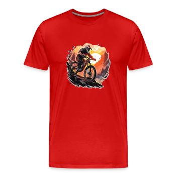 Vélo de montagne de descente - T-shirt bio Premium Homme - rouge - Devant - Damien (186cm)