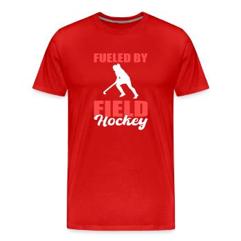 Fueled By Field Hockey Hockey Spieler - Männer Premium Bio T-Shirt - Rot - Vorne - Damien (186cm)
