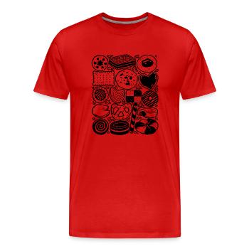 Biscuits - Men's Premium Organic T-Shirt - red - Front - Damien (186cm)