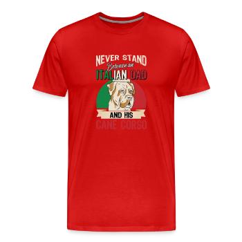 Papa italien et son Cane Corso - T-shirt bio Premium Homme - rouge - Devant - Damien (186cm)