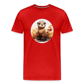 The Funny Little Otter - Men's Premium Organic T-Shirt - red - Front - Damien (186cm)