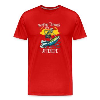 Drôle de surfeur, la plage de squelette Stoke Surf - T-shirt bio Premium Homme - rouge - Devant - Damien (186cm)