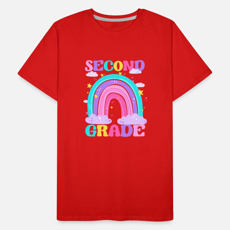 Second Grade 2nd Rainbow Teacher Student 100th Men's Premium Organic T-Shirt