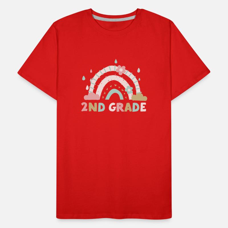 Second Grade 2nd Rainbow Teacher Student 100th Men's Premium Organic T-Shirt
