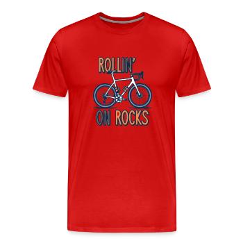 Gravel Bike Gravel Bikes Gravel Rollin On Rocks - Men's Premium Organic T-Shirt - red - Front - Damien (186cm)