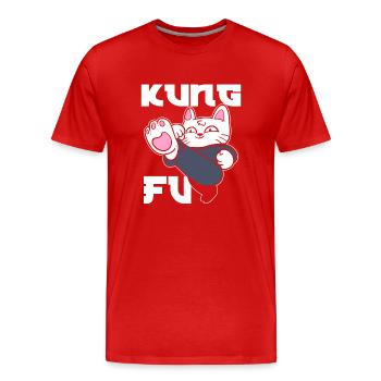 Kung Fu Cat Katzenmama - Männer Premium Bio T-Shirt - Rot - Vorne - Damien (186cm)